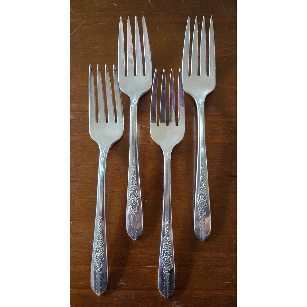 Nobility Plate Royal Rose Silverplate Salad Forks Set of 4 Empire Crafts Vintage